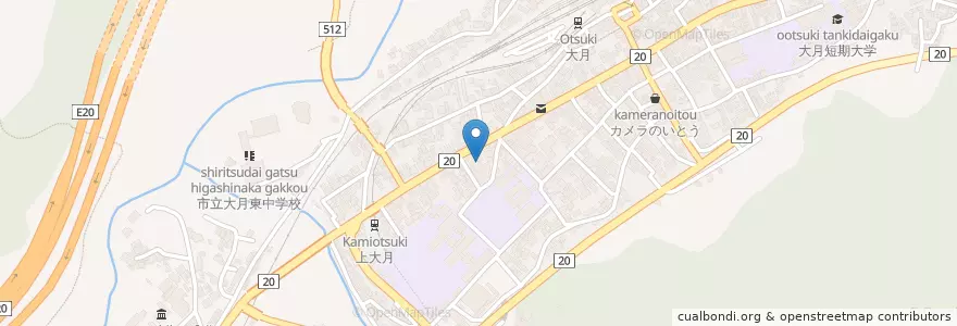Mapa de ubicacion de 大月市役所 en Japão, 山梨県, 大月市.