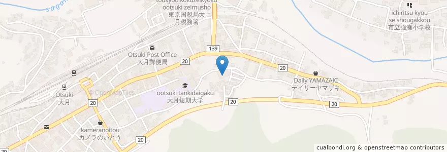 Mapa de ubicacion de 大月市立図書館 en Japan, Yamanashi Prefecture, Otsuki.