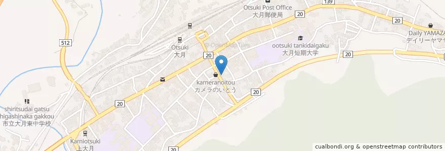 Mapa de ubicacion de 大月幼稚園 en Japón, Prefectura De Yamanashi, 大月市.