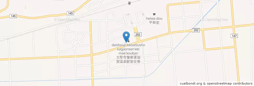 Mapa de ubicacion de 大聖寺警察署加賀温泉駅前交番 en Jepun, 石川県, 加賀市.