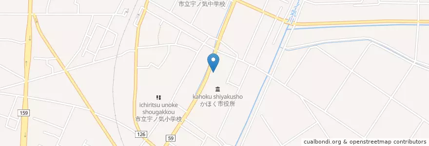 Mapa de ubicacion de 宇野気郵便局 en 日本, 石川県, かほく市.