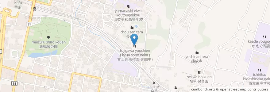 Mapa de ubicacion de 富士川幼稚園(休園中) en اليابان, 山梨県, كوفو.