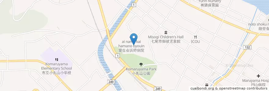 Mapa de ubicacion de 小丸山保育園 en Japão, 石川県, 七尾市.