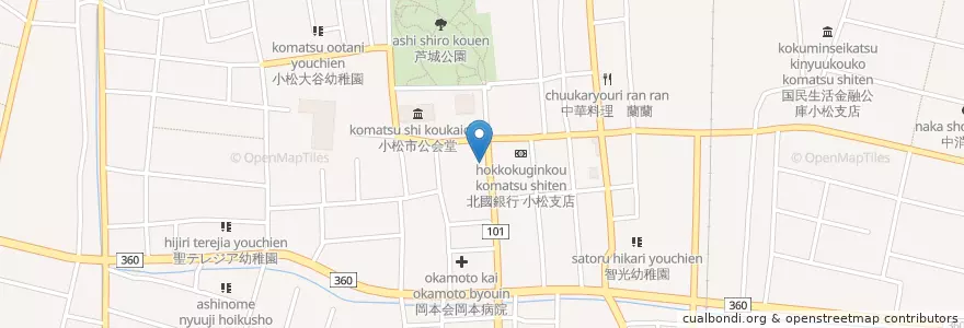 Mapa de ubicacion de 小松京町郵便局 en Japon, Préfecture D'Ishikawa, 小松市.