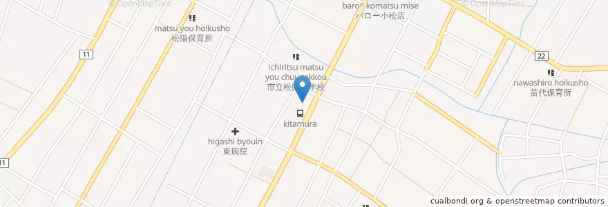 Mapa de ubicacion de 小松大領郵便局 en 日本, 石川県, 小松市.