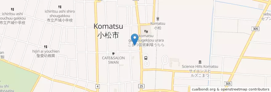 Mapa de ubicacion de 小松警察署小松駅前交番 en Japan, Ishikawa Prefecture, Komatsu.
