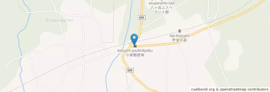 Mapa de ubicacion de 小泉郵便局 en Japon, Préfecture De Yamanashi, 北杜市.