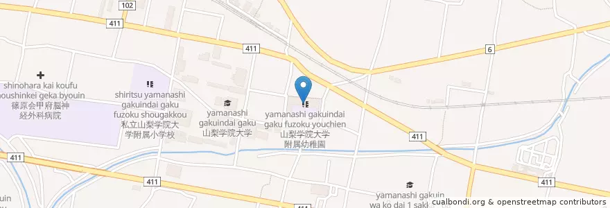 Mapa de ubicacion de 山梨学院大学附属幼稚園 en 日本, 山梨県, 甲府市.
