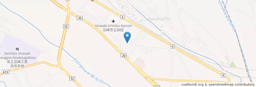 Mapa de ubicacion de 山梨県中北地域県民センター en 日本, 山梨県, 韮崎市.