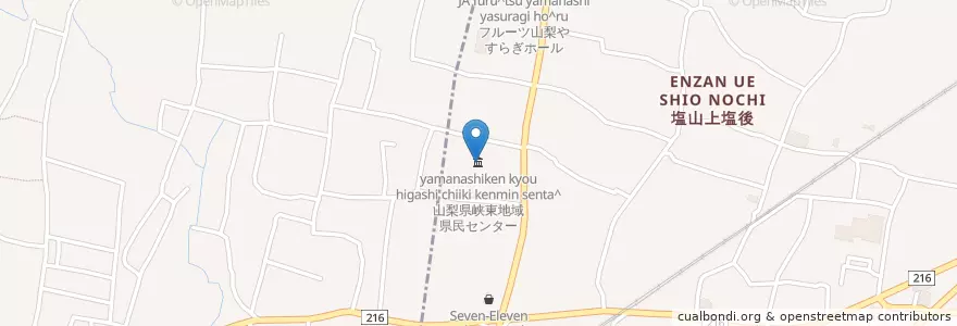 Mapa de ubicacion de 山梨県峡東地域県民センター en Japón, Prefectura De Yamanashi, 甲州市.
