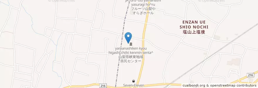 Mapa de ubicacion de 山梨県峡東林務環境事務所 en Japonya, 山梨県, 甲州市.