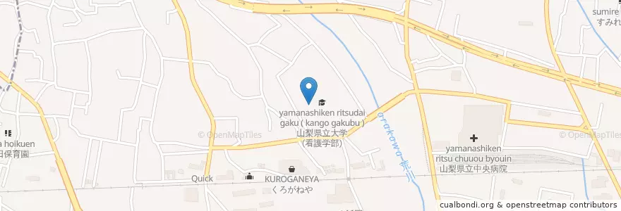 Mapa de ubicacion de 山梨県立看護大学短期大学部 en Japonya, 山梨県, 甲府市.