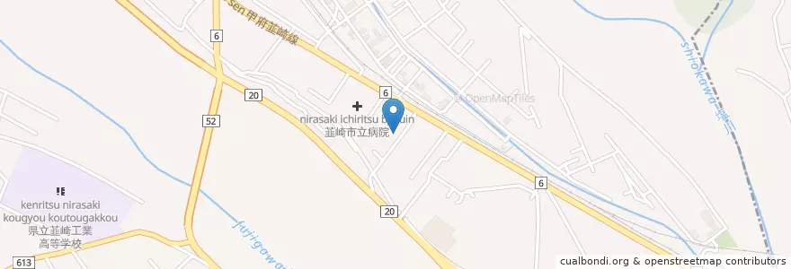 Mapa de ubicacion de 山梨県西部家畜保健衛生所 en Japonya, 山梨県, 韮崎市.