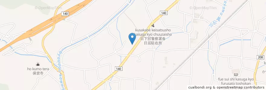 Mapa de ubicacion de 岡部簡易郵便局 en Japão, 山梨県, 笛吹市.