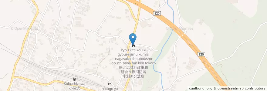 Mapa de ubicacion de 峡北広域行政事務組合長坂消防署小淵沢分遣所 en Japão, 山梨県, 北杜市.