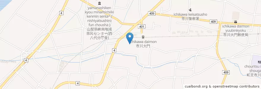 Mapa de ubicacion de 市川大門町立病院 en 日本, 山梨県, 西八代郡, 市川三郷町.