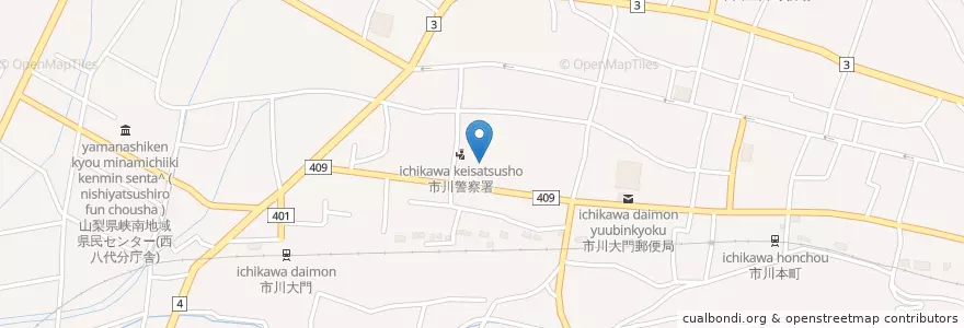Mapa de ubicacion de 鰍沢警察署市川大門交番 en Japan, Yamanashi Prefecture, Nishiyatsushiro County, Ichikawamisato.