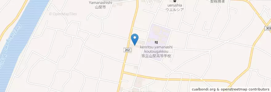 Mapa de ubicacion de 市立加納岩小学校 en Jepun, 山梨県, 山梨市.