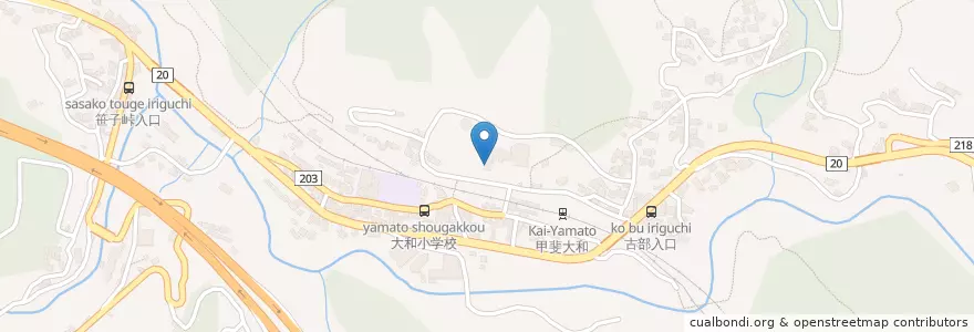 Mapa de ubicacion de 市立大和中学校 en Japón, Prefectura De Yamanashi, 甲州市.