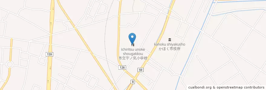 Mapa de ubicacion de 市立宇ノ気小学校 en 日本, 石川県, かほく市.