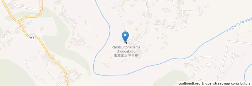 Mapa de ubicacion de 市立富浜中学校 en 日本, 山梨県, 大月市.