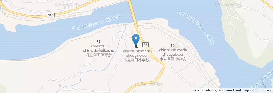 Mapa de ubicacion de 市立島田小学校 en Jepun, 山梨県, 上野原市.