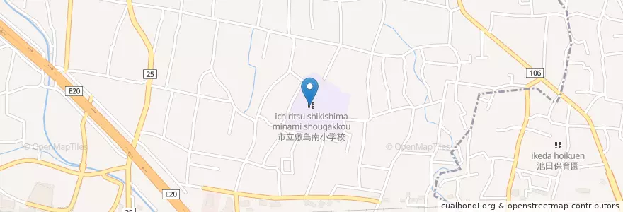 Mapa de ubicacion de 市立敷島南小学校 en ژاپن, 山梨県, 甲斐市.