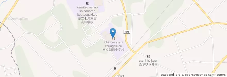 Mapa de ubicacion de 市立朝日中学校 en Japan, 石川県, 七尾市.