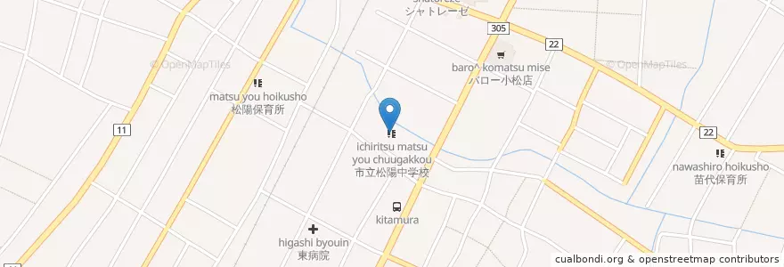 Mapa de ubicacion de 市立松陽中学校 en Giappone, Prefettura Di Ishikawa, 小松市.