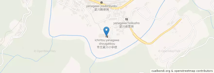 Mapa de ubicacion de 市立梁川小学校 en 日本, 山梨県, 大月市.