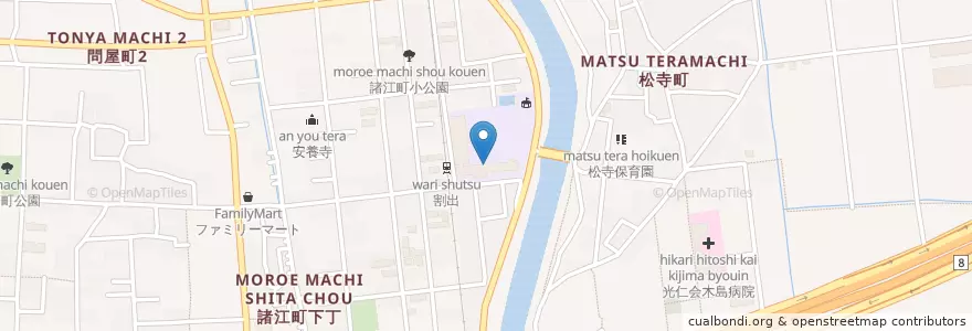 Mapa de ubicacion de 市立浅野川中学校 en Giappone, Prefettura Di Ishikawa, 金沢市.