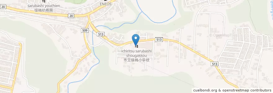 Mapa de ubicacion de 市立猿橋小学校 en 日本, 山梨县, 大月市.