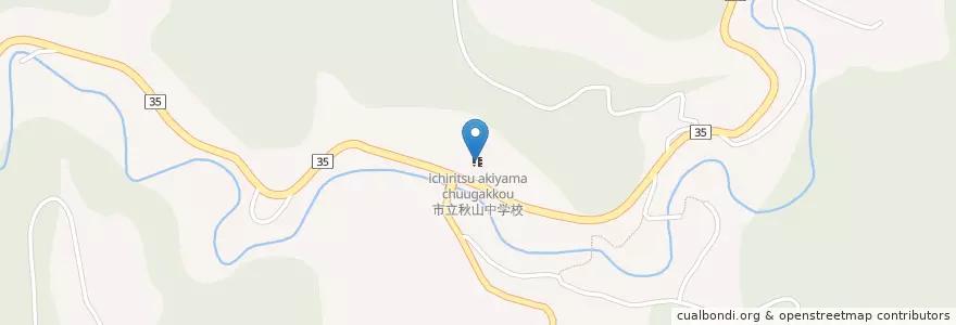 Mapa de ubicacion de 市立秋山中学校 en Japan, 山梨県, 上野原市.