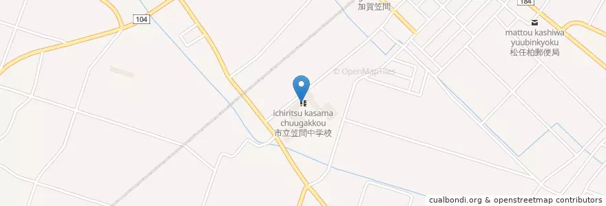 Mapa de ubicacion de 市立笠間中学校 en 日本, 石川県, 白山市.