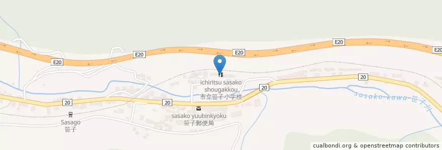 Mapa de ubicacion de 市立笹子小学校 en Giappone, Prefettura Di Yamanashi, 大月市.