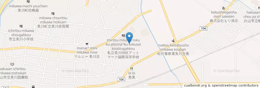 Mapa de ubicacion de 市立美川中学校 en ژاپن, 石川県, 白山市.