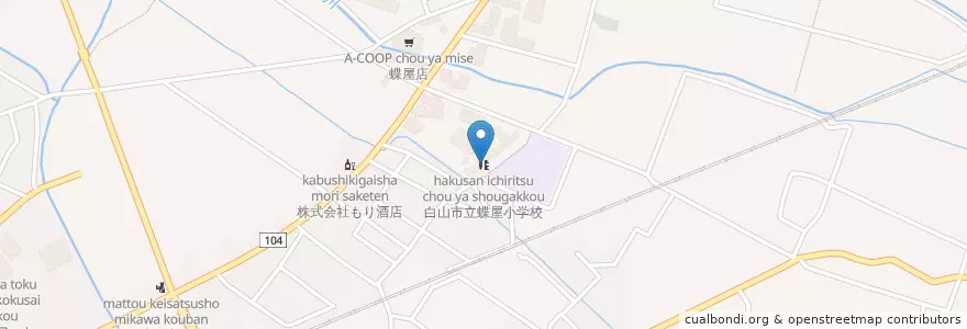 Mapa de ubicacion de 白山市立蝶屋小学校 en Japan, Ishikawa Prefecture, Hakusan.
