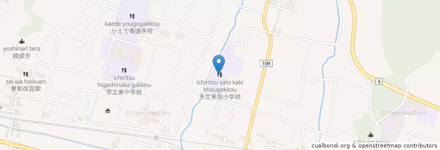 Mapa de ubicacion de 市立里垣小学校 en 日本, 山梨県, 甲府市.