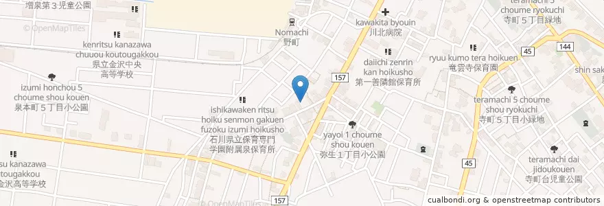 Mapa de ubicacion de 弥生乳児保育園 en Japonya, 石川県, 金沢市.