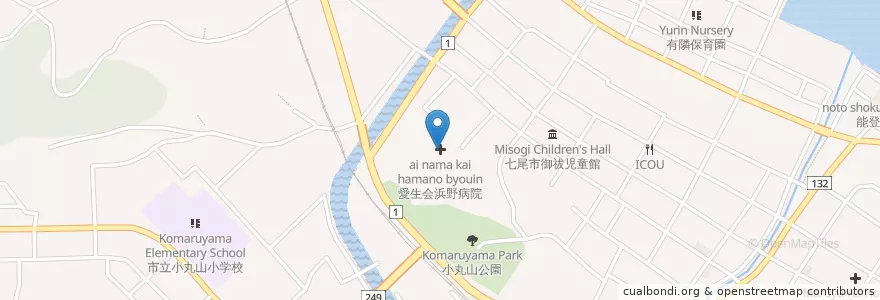 Mapa de ubicacion de 愛生会浜野病院 en Japan, 石川県, 七尾市.