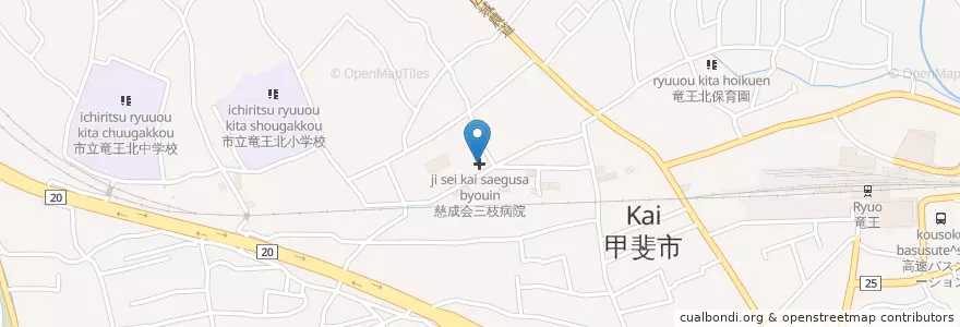 Mapa de ubicacion de 慈成会三枝病院 en 日本, 山梨県, 甲斐市.