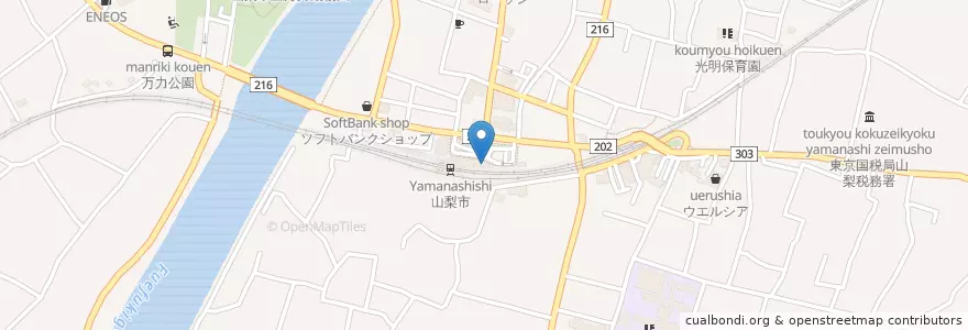 Mapa de ubicacion de 日下部警察署山梨市駅前交番 en Japão, 山梨県, 山梨市.