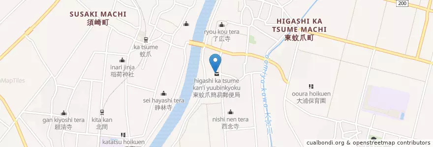 Mapa de ubicacion de 東蚊爪簡易郵便局 en Japan, Präfektur Ishikawa, 金沢市.