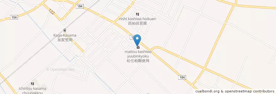 Mapa de ubicacion de 松任柏郵便局 en Japonya, 石川県, 白山市.