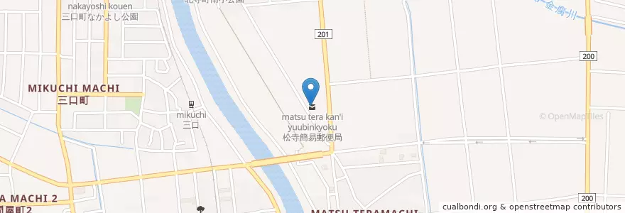 Mapa de ubicacion de 松寺簡易郵便局 en Japan, Präfektur Ishikawa, 金沢市.