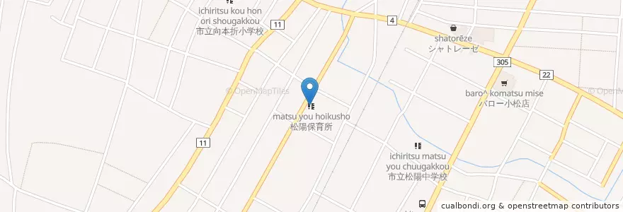 Mapa de ubicacion de 松陽保育所 en 일본, 이시카와현, 小松市.