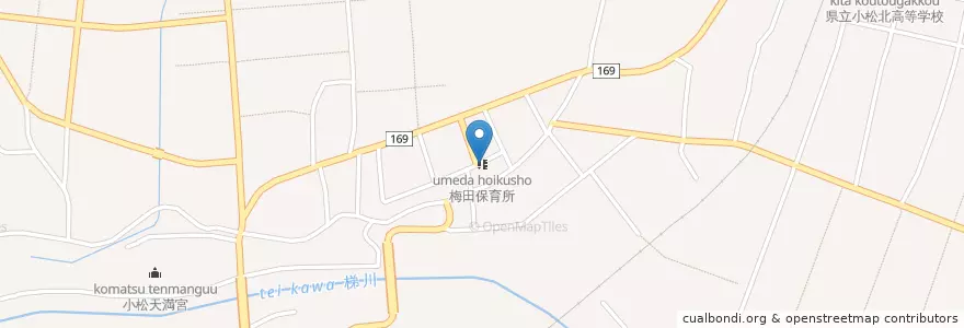 Mapa de ubicacion de 梅田保育所 en اليابان, إيشيكاوا, 小松市.