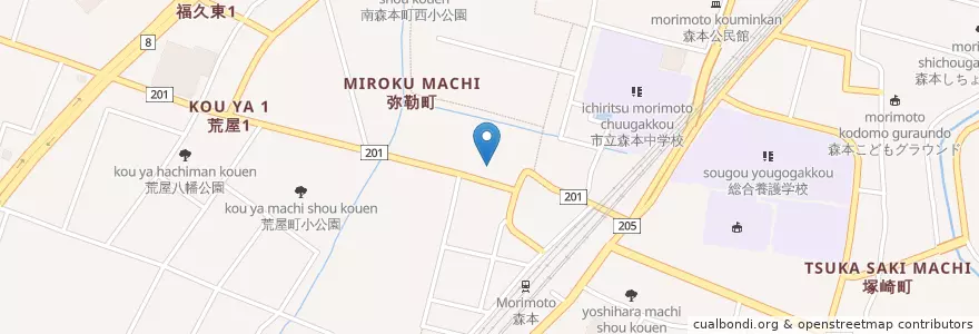 Mapa de ubicacion de 森本郵便局 en Jepun, 石川県, 金沢市.