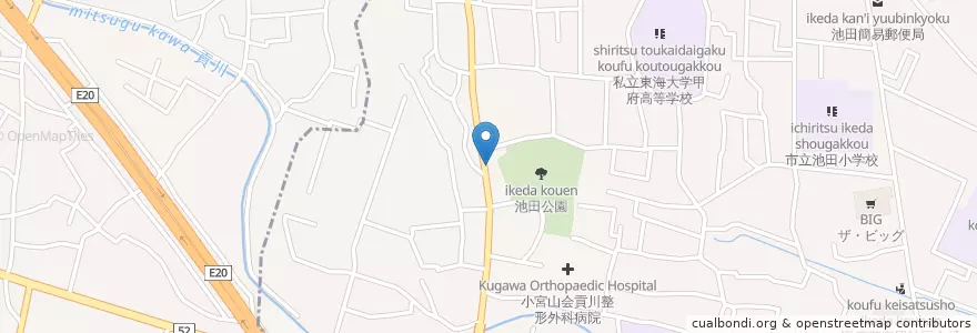 Mapa de ubicacion de 池田第２保育園 en 日本, 山梨县, 甲斐市.