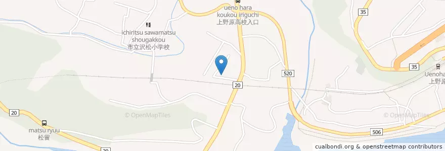 Mapa de ubicacion de 沢松幼稚園 en Jepun, 山梨県, 上野原市.